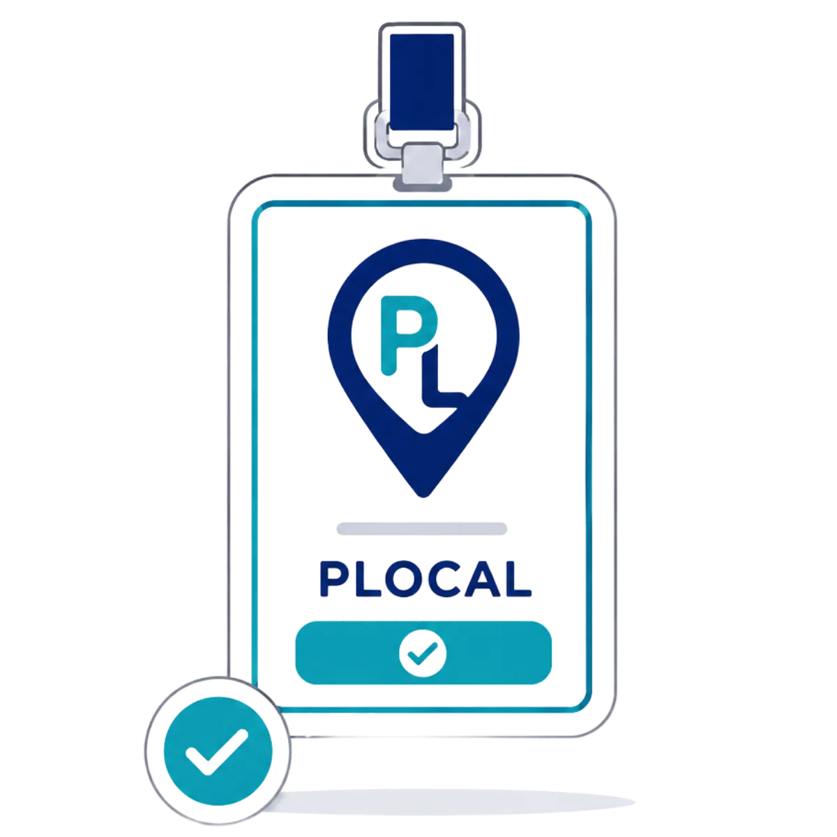 Magnifying glass confirming a genuine PLOCAL verification badge
