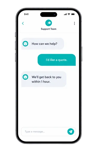 Mobile messaging interface representing customer accessibility and business response