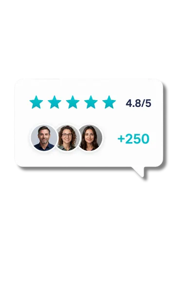 Customer review and rating interface representing business reputation