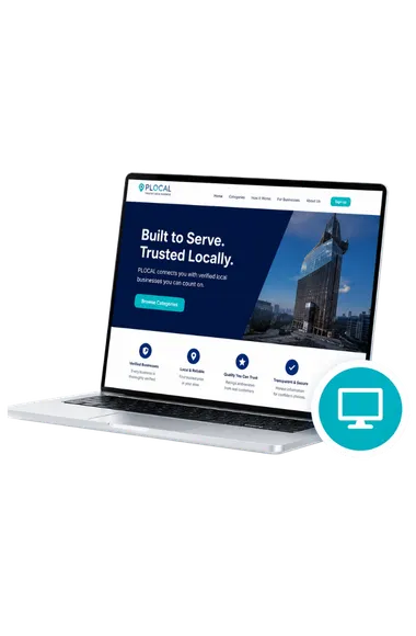 Laptop displaying a professional business website representing online and website experience