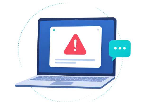 Shield and alert screen representing the reporting of suspicious activity
