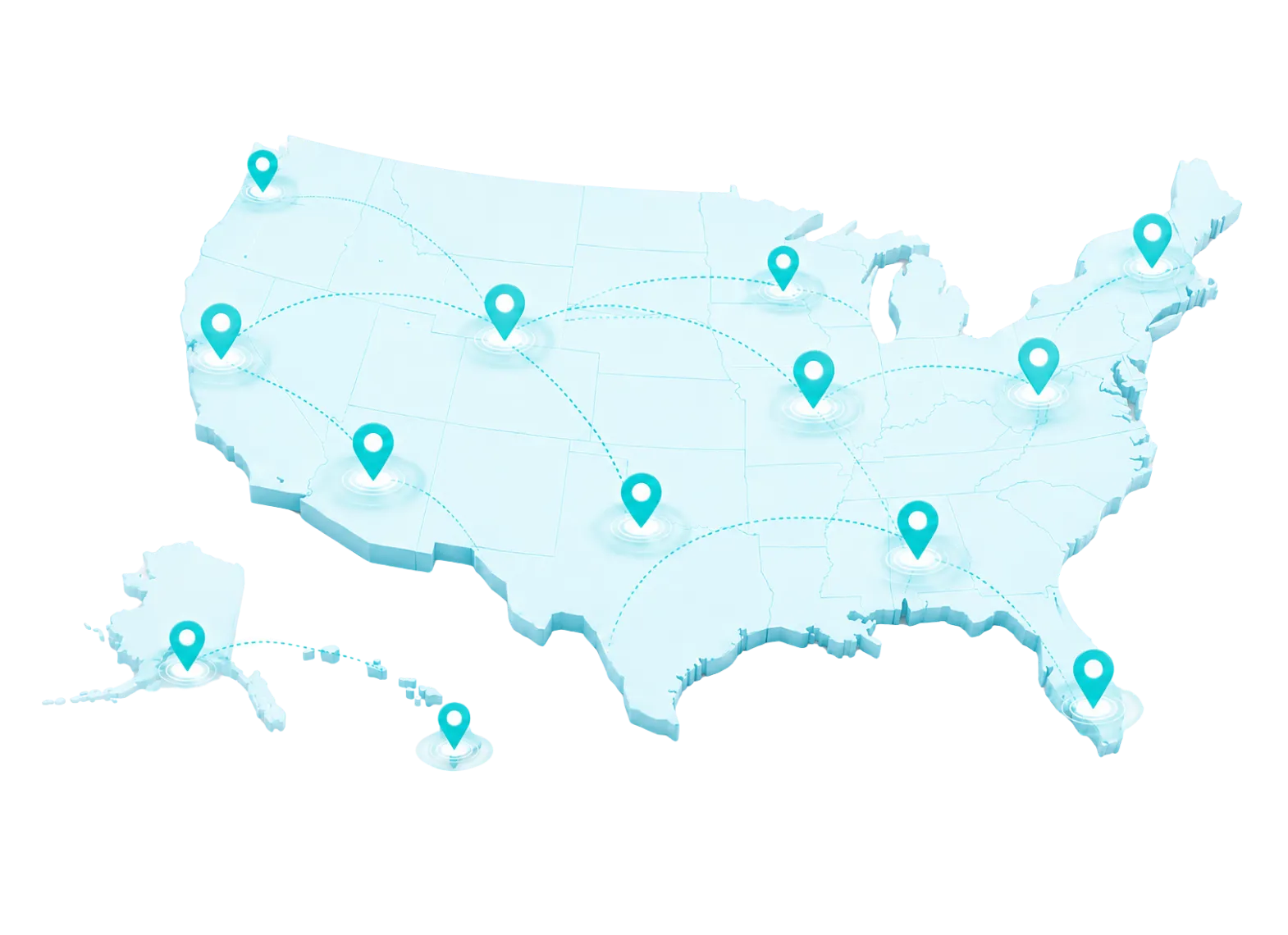 PLOCAL nationwide coverage map showing locations across the United States